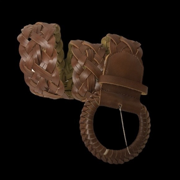 Vintage Woven Wide Belt Brown cognac size Small - Picture 8 of 11